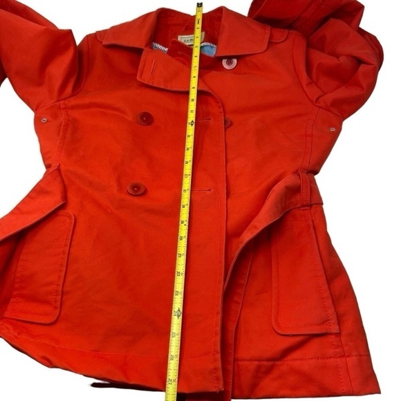 LL Bean Trench Jacket Double Breasted Peacoat Red Belted 100% Cotton MEDIUM - Picture 12 of 14